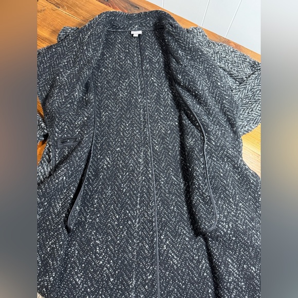 J Jill Women's Gray Black Wool Blend Coat One Button Draped longline Coatigan S - Picture 8 of 11